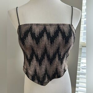 Crop sequence glitter tank top